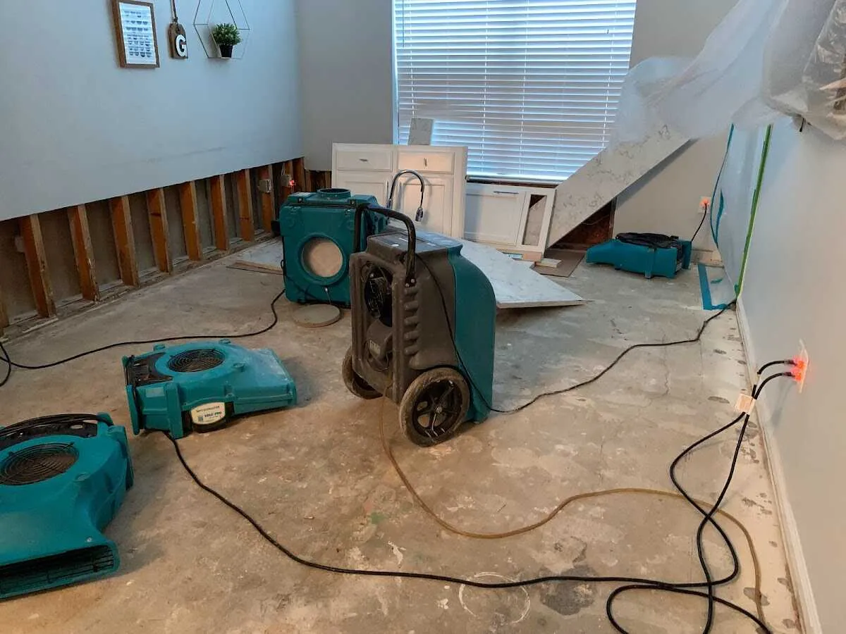 Dehumidifier in flood-cut room for Water Damage Restoration in Foothill Farms